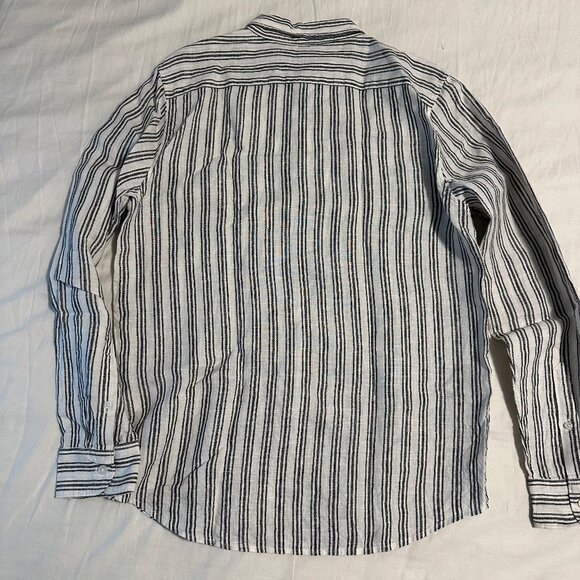 Everlane - The Classic Shirt in Linen - Black/White Stripe - Medium - Picture 2 of 4